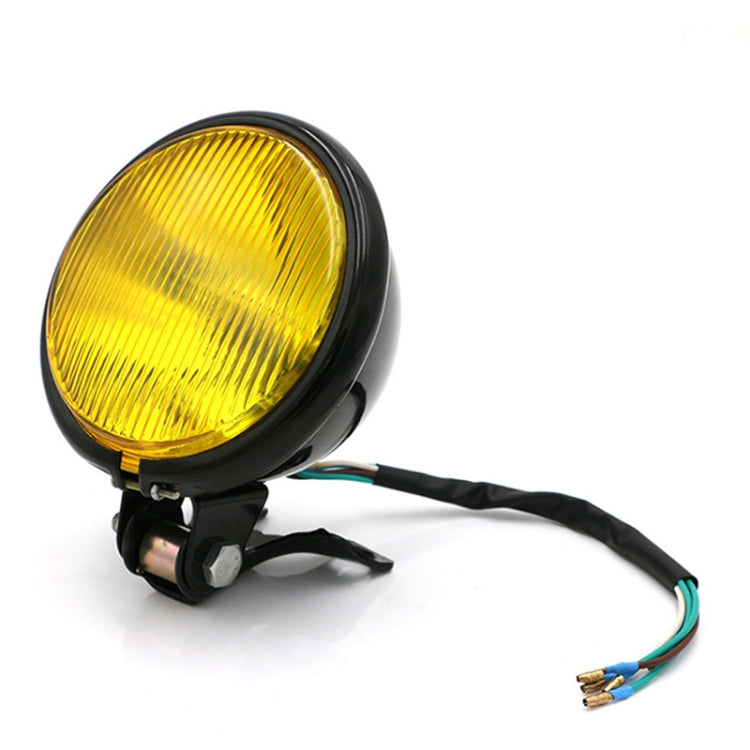 4 inch Motorcycle Black Shell Glass Retro Lamp LED Headlight Modification Accessories(Yellow) - Headlights by buy2fix | Online Shopping UK | buy2fix