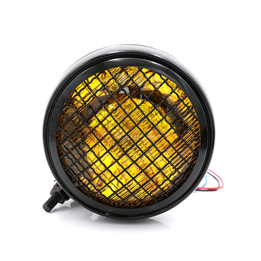 Motorcycle Black Shell Harley Headlight Retro Lamp LED Light Modification Accessories (Yellow) by buy2fix
