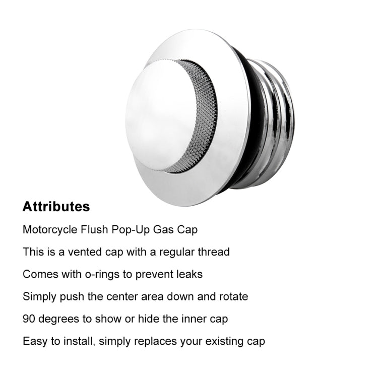 Motorcycle Flush Pop-up Gas Cap with O-ring for Harley Davidson (Silver) by buy2fix