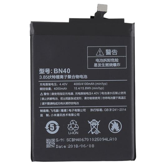 4000mAh BN40 for Xiaomi Redmi 4 Prime Li-Polymer Battery by buy2fix
