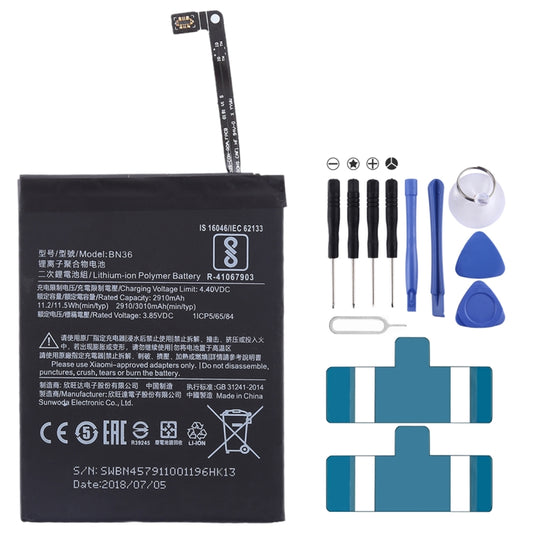 2910mAh BN36 for Xiaomi Mi 6X / A2 Li-Polymer Battery - For Xiaomi by buy2fix | Online Shopping UK | buy2fix