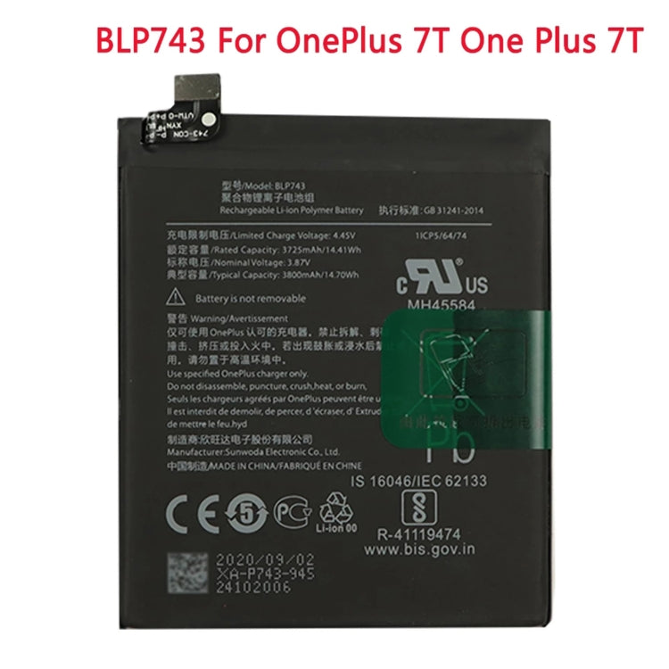 3800mAh BLP743 for OnePlus 7T Li-ion Polymer Battery - For OnePlus by buy2fix | Online Shopping UK | buy2fix