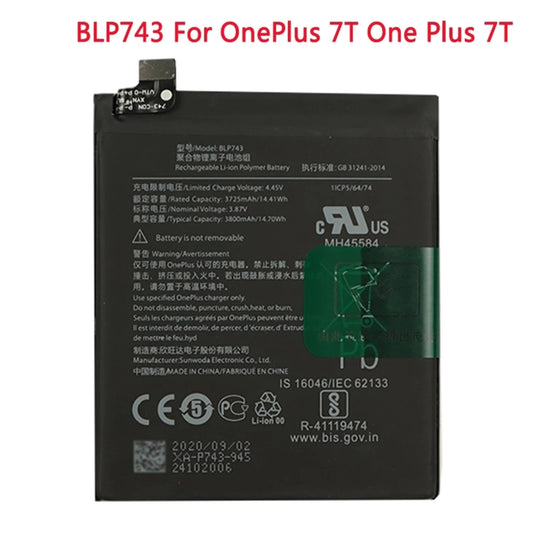 3800mAh BLP743 for OnePlus 7T Li-ion Polymer Battery by buy2fix