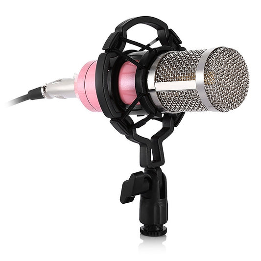 BM-800 3.5mm Studio Recording Wired Condenser Sound Microphone with Shock Mount, Compatible with PC / Mac for Live Broadcast Show, KTV, etc.(Pink) by buy2fix