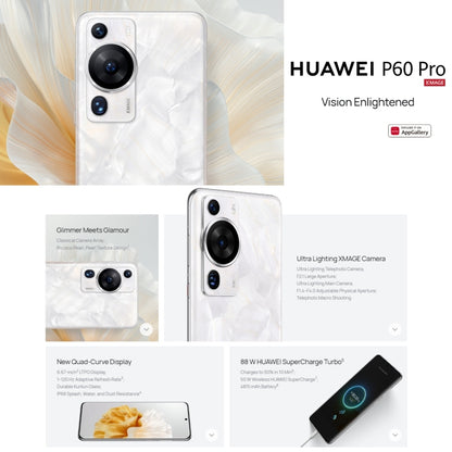 HUAWEI P60 Pro MNA-AL00, 12GB+256GB, 48MP Camera, China Version, Triple Back Cameras, In-screen Fingerprint Identification, 6.67 inch HarmonyOS 3.1 Qualcomm Snapdragon 8+ 4G Octa Core up to 3.2GHz, Network: 4G, OTG, NFC, Not Support Google Play(Emerald) by Huawei