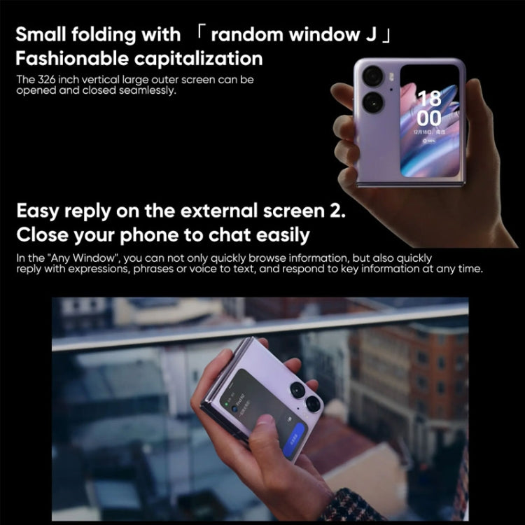 OPPO Find N2 Flip 12GB+256GB, 50MP Camera, Chinese Version, Dual Rear Cameras, Face ID & Side Fingerprint Identification, 6.8 inch + 3.26 inch Screen, ColorOS 13 Dimensity 9000+ Octa Core up to 3.2GHz, Support Google Play(Purple) - OPPO by OPPO | Online Shopping UK | buy2fix