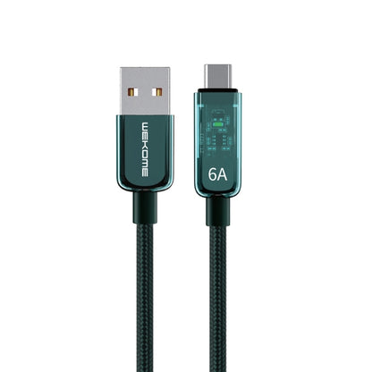 WK WDC-180 6A Pioneer Series USB to USB-C/Type-C Transparent Fast Charge Data Cable, Length: 1m(Green) -  by WK | Online Shopping UK | buy2fix