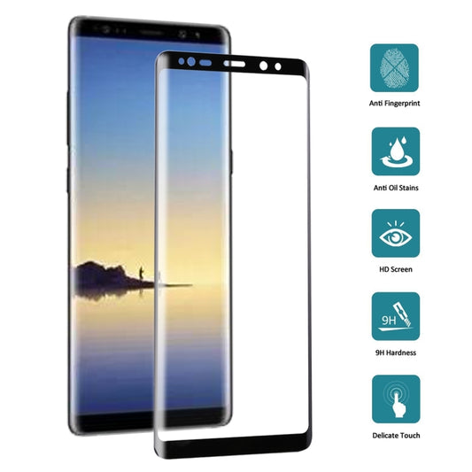 For Galaxy Note 8 0.3mm 9H Surface Hardness 3D Curved Silk-screen Full Screen Tempered Glass Screen Protector(Black) by buy2fix