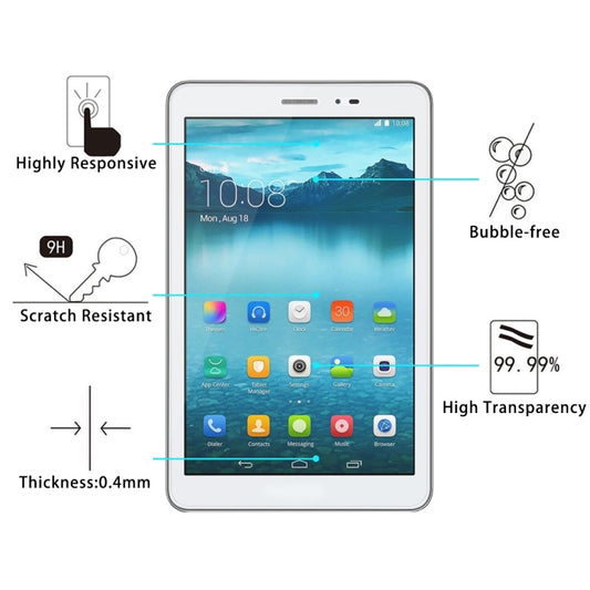 2 PCS 8 inch Universal 0.4mm 9H Surface Hardness Tempered Glass Screen Protector by buy2fix