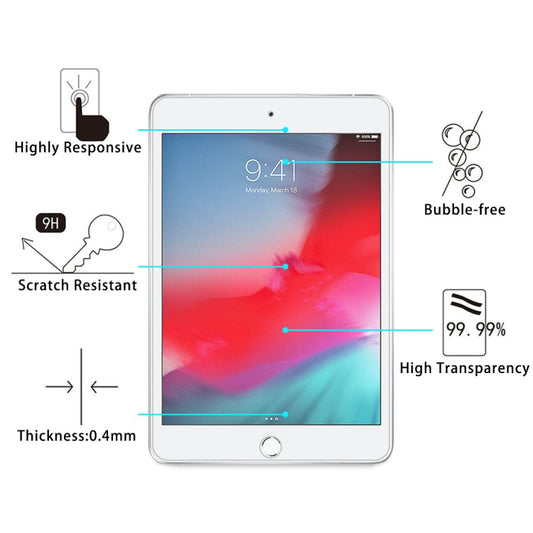100 PCS 0.4mm 9H Surface Hardness Explosion-proof Tempered Glass Film for iPad mini 2019 by buy2fix