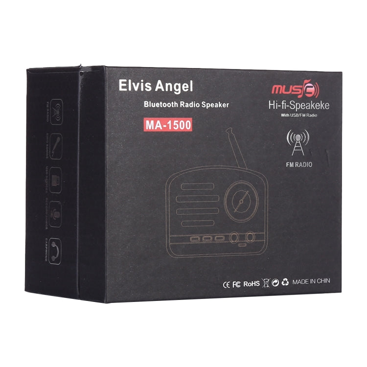 Elvis Angel MA-1500 Retro Bluetooth HiFi Radio Speaker with Colorful LED Light, Support USB & FM & 3.5mm Aux - Mini Speaker by buy2fix | Online Shopping UK | buy2fix