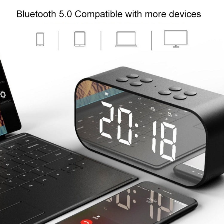 AEC BT501 Bluetooth 5.0 Mini Speaker with LED & Alarm Clock & Clock & Mirror, Support 32G TF Card(Black) - Mini Speaker by AEC | Online Shopping UK | buy2fix