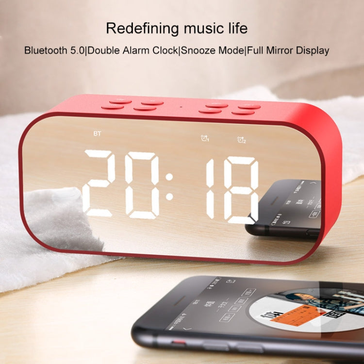 AEC BT501 Bluetooth 5.0 Mini Speaker with LED & Alarm Clock & Clock & Mirror, Support 32G TF Card(Blue) - Mini Speaker by AEC | Online Shopping UK | buy2fix