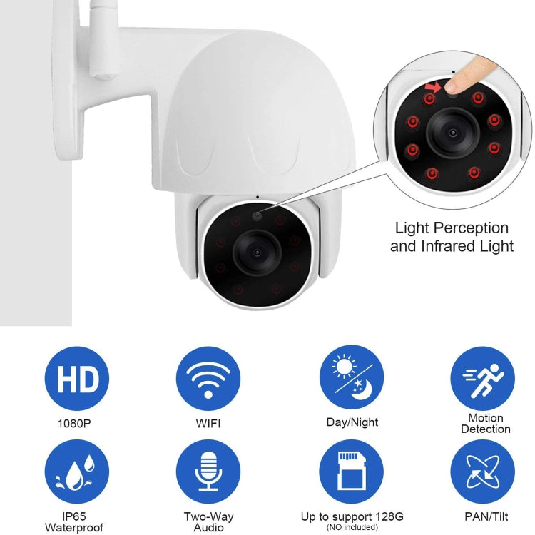 Tuya QX45 1080P Full HD IP65 Waterproof 2.4G Wireless IP Camera, Support Amazon Alexa & Google Home & Motion Detection & Two-way Audio & Night Vision & TF Card, AU Plug - Security by buy2fix | Online Shopping UK | buy2fix