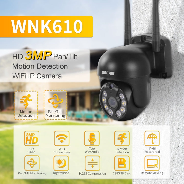 ESCAM WNK610 3.0 Million Pixels Wireless Dome IP Camera, Support Motion Detection & Two-way Audio & Full-color Night Vision & TF Card, UK Plug - Security by ESCAM | Online Shopping UK | buy2fix