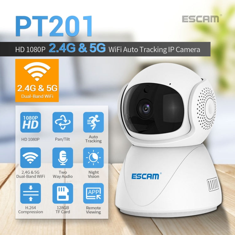 ESCAM PT201 HD 1080P Dual-band WiFi IP Camera, Support Night Vision / Motion Detection / Auto Tracking / TF Card / Two-way Audio, US Plug - Security by ESCAM | Online Shopping UK | buy2fix