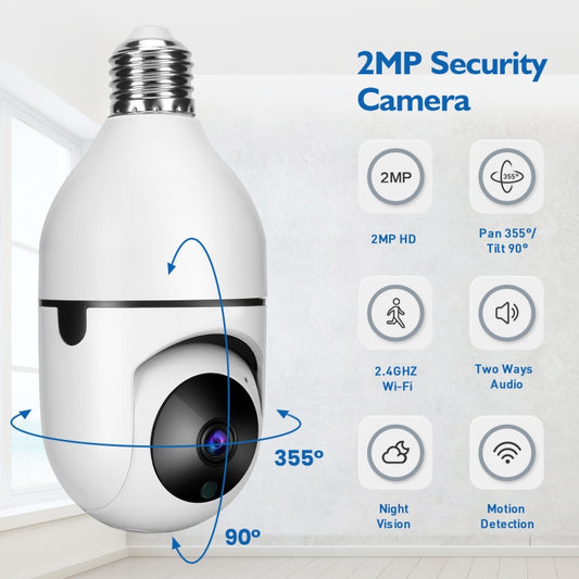DP17 2.0 Million Pixels Dual Light Source Smart Dual-band WiFi 1080P HD Outdoor Network Light Bulb Camera, Support Infrared Night Vision & Two-way Audio & Motion Detection & TF Card by buy2fix