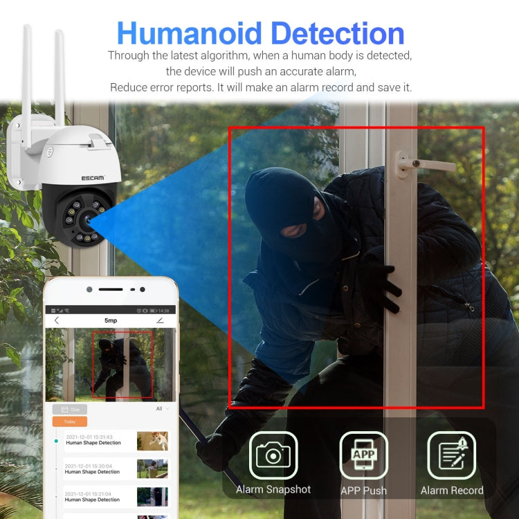 ESCAM QF558 5.0MP HD 5X Zoom Wireless IP Camera, Support Humanoid Detection, Night Vision, Two Way Audio, TF Card, UK Plug - Security by ESCAM | Online Shopping UK | buy2fix
