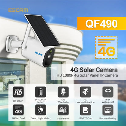 ESCAM QF490 HD 1080P 4G 3.8W Solar Panel IP Camera, EU Version - Security by ESCAM | Online Shopping UK | buy2fix