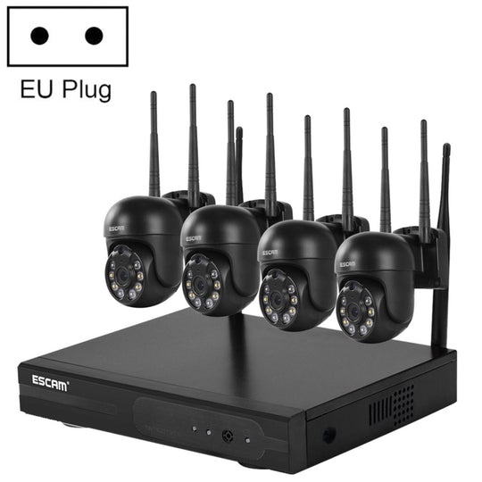 ESCAM WNK614 HD 3.0 Million Pixels 8-channel Wireless + 4IPC Wireless NVR Security System, EU Plug