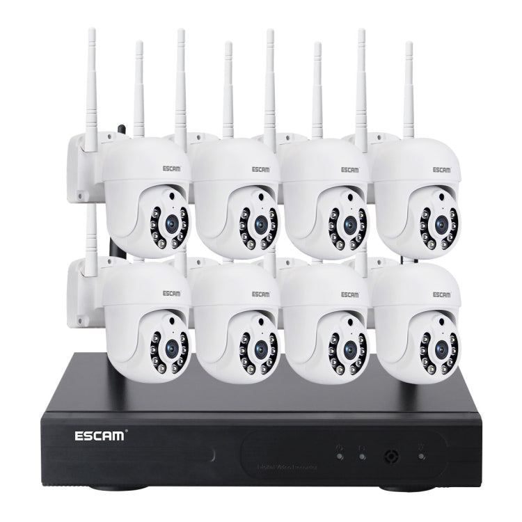 ESCAM WNK718 HD 3.0 Million Pixels 8-channel Wireless + 8IPC Wireless NVR Security System, AU Plug - Security by ESCAM | Online Shopping UK | buy2fix