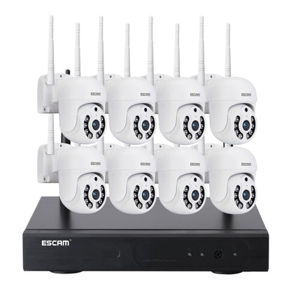 ESCAM WNK718 HD 3.0 Million Pixels 8-channel Wireless + 8IPC Wireless NVR Security System, EU Plug - Security by ESCAM | Online Shopping UK | buy2fix