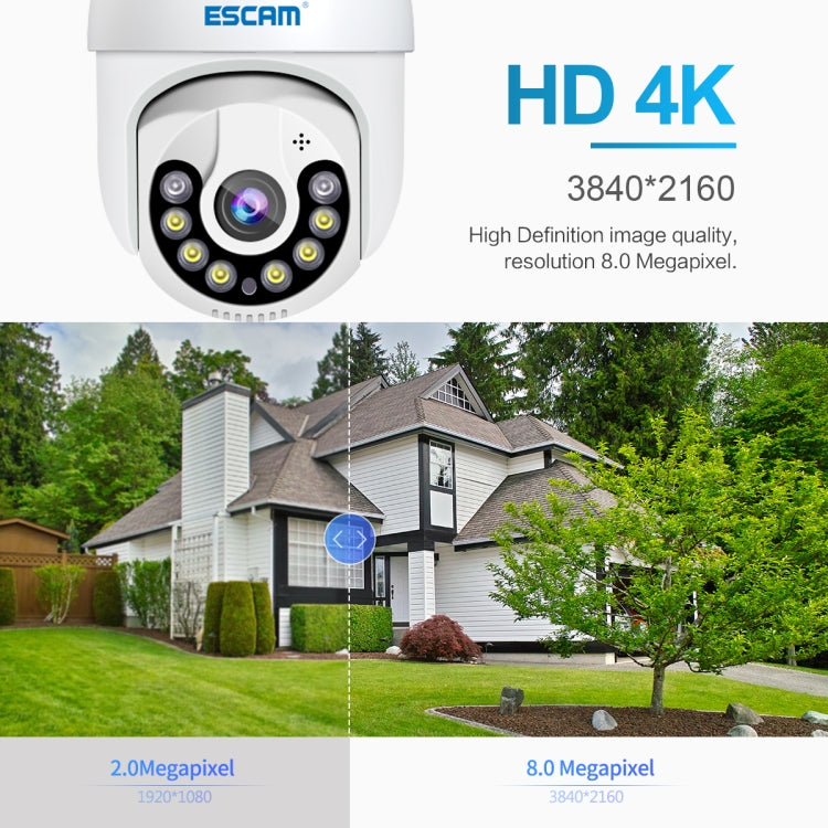 ESCAM QF800 H.265X 8MP AI Humanoid Detection Auto Tracking Waterproof WiFi IP Camera,AU Plug (White) - Security by ESCAM | Online Shopping UK | buy2fix