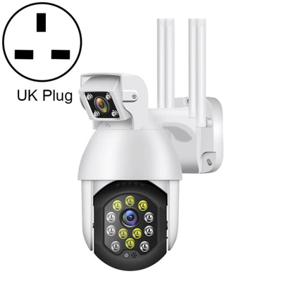 QX41 1080P 2.0MP Dual Lens IP66 Waterproof Panoramic PTZ WIFI Camera, Support Day and Night Full Color & Two-way Voice Intercom & Smart Alarm & Video Playback & 128GB TF Card, UK Plug - Security by buy2fix | Online Shopping UK | buy2fix
