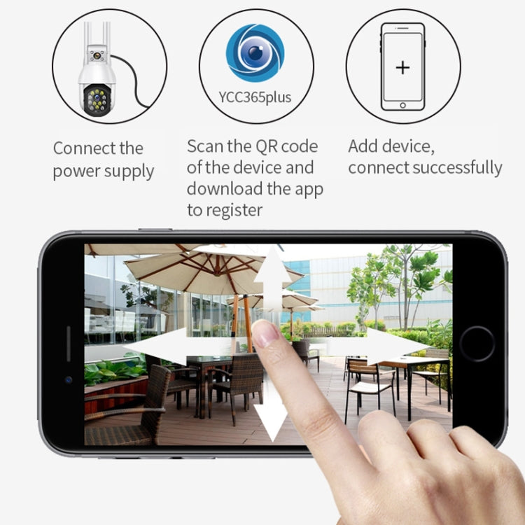 QX41 1080P 2.0MP Dual Lens IP66 Waterproof Panoramic PTZ WIFI Camera, Support Day and Night Full Color & Two-way Voice Intercom & Smart Alarm & Video Playback & 128GB TF Card, US Plug - Security by buy2fix | Online Shopping UK | buy2fix