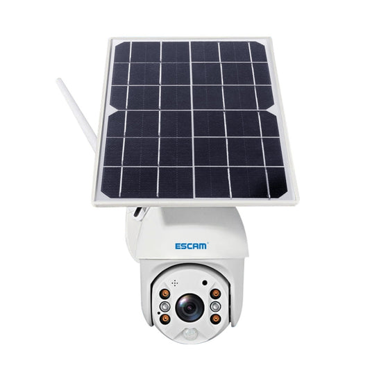 ESCAM QF480 US Version HD 1080P IP66 Waterproof 4G Solar Panel PT IP Camera without Battery, Support Night Vision / Motion Detection / TF Card / Two Way Audio (White) by ESCAM