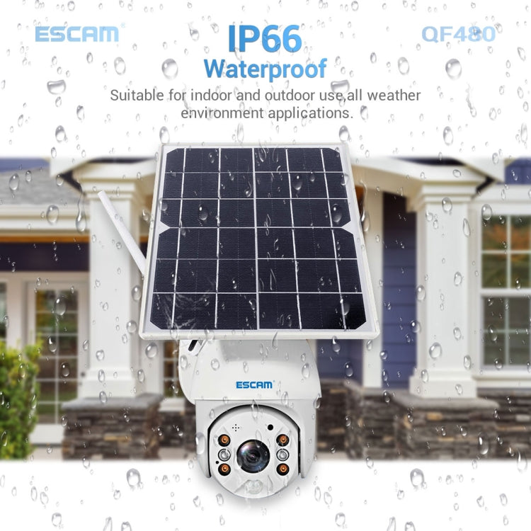 ESCAM QF480 US Version HD 1080P IP66 Waterproof 4G Solar Panel PT IP Camera without Battery, Support Night Vision / Motion Detection / TF Card / Two Way Audio (White) - Security by ESCAM | Online Shopping UK | buy2fix