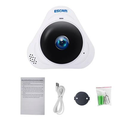 ESCAM Q8 960P 360 Degrees Fisheye Lens 1.3MP WiFi IP Camera, Support Motion Detection / Night Vision, IR Distance: 5-10m, EU Plug(White) - Security by ESCAM | Online Shopping UK | buy2fix