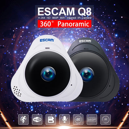 ESCAM Q8 960P 360 Degrees Fisheye Lens 1.3MP WiFi IP Camera, Support Motion Detection / Night Vision, IR Distance: 5-10m, US Plug(White) - Security by ESCAM | Online Shopping UK | buy2fix