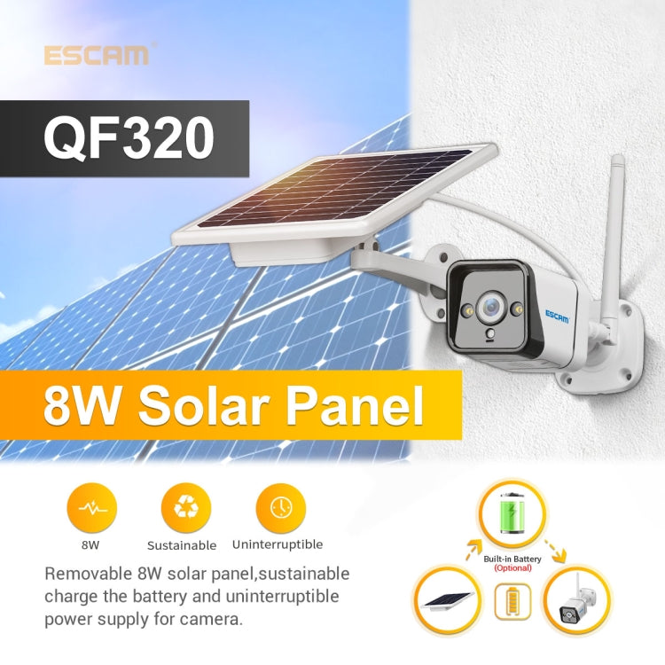 ESCAM QF320 HD 1080P 4G Solar Panel IP Camera, Support Night Vision & TF Card & PIR Motion Detection & Two Way Audio - Security by ESCAM | Online Shopping UK | buy2fix