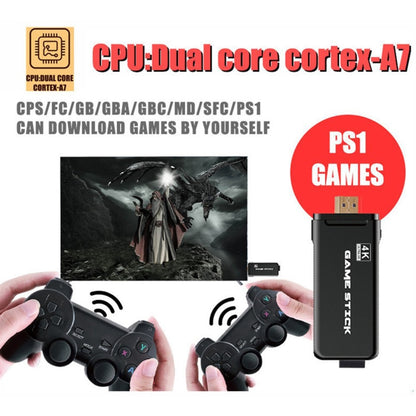 PS3000 64GB 4K Retro Game Stick with 2 Wireless Gamepads 10000+ Games Pre-installed - Pocket Console by buy2fix | Online Shopping UK | buy2fix