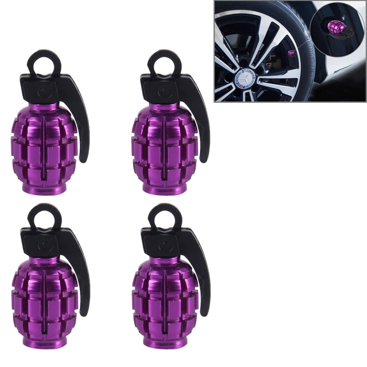 4 PCS Universal Grenade Shaped Car Tire Valve Caps(Purple) - Tire Valve Caps by buy2fix | Online Shopping UK | buy2fix