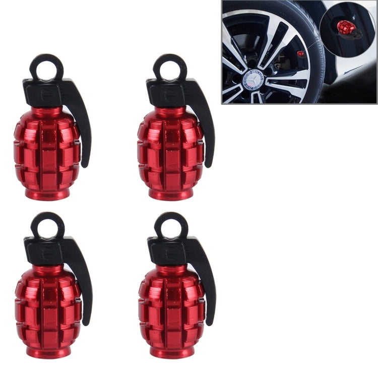 4 PCS Universal Grenade Shaped Car Tire Valve Caps(Red) - Tire Valve Caps by buy2fix | Online Shopping UK | buy2fix