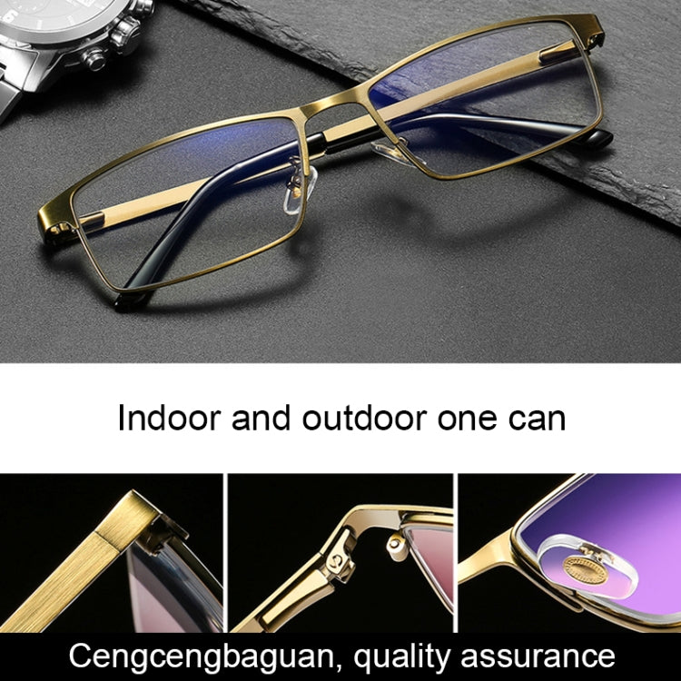 Dual-purpose Photochromic Presbyopic Glasses, +1.00D(Gold) - Presbyopic Glasses by buy2fix | Online Shopping UK | buy2fix