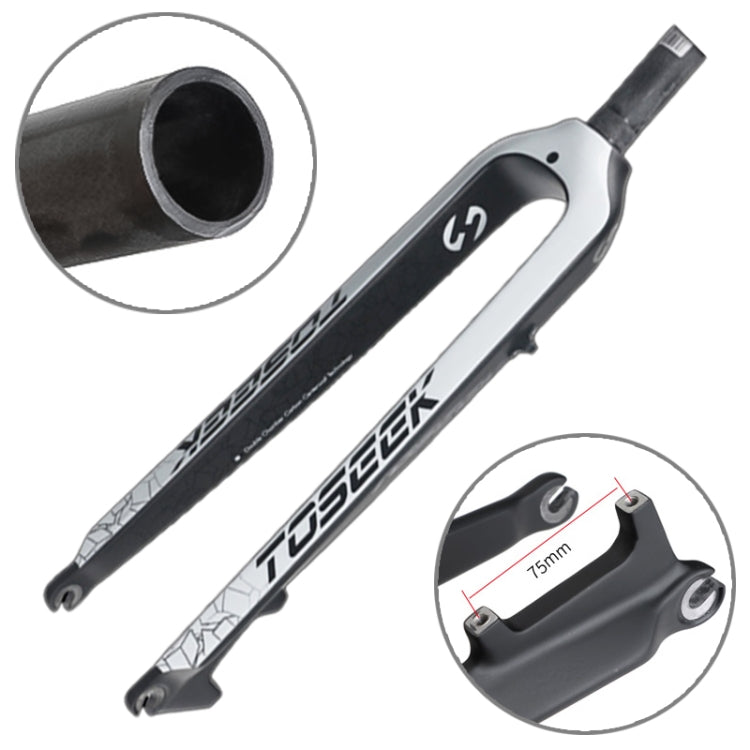 TOSEEK Ultra Light 26 Inch 385mm Mountain Bike Full Carbon Front Fork Straight Tube Disc Brake(White) - Outdoor & Sports by TOSEEK | Online Shopping UK | buy2fix