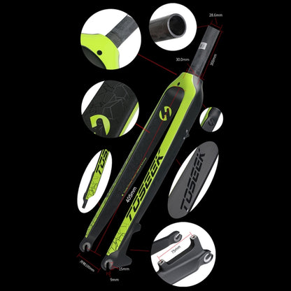 TOSEEK Ultra Light 27.5 Inch 405mm Mountain Bike Full Carbon Front Fork Straight Head Tube Disc Brake(Blue) - Outdoor & Sports by TOSEEK | Online Shopping UK | buy2fix