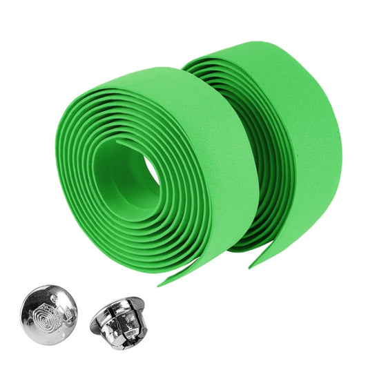 1 Pair Cycling Road Bike Sports Bicycle Cork Handlebar Tape Wrap + 2 Bar Plug(Green) by buy2fix