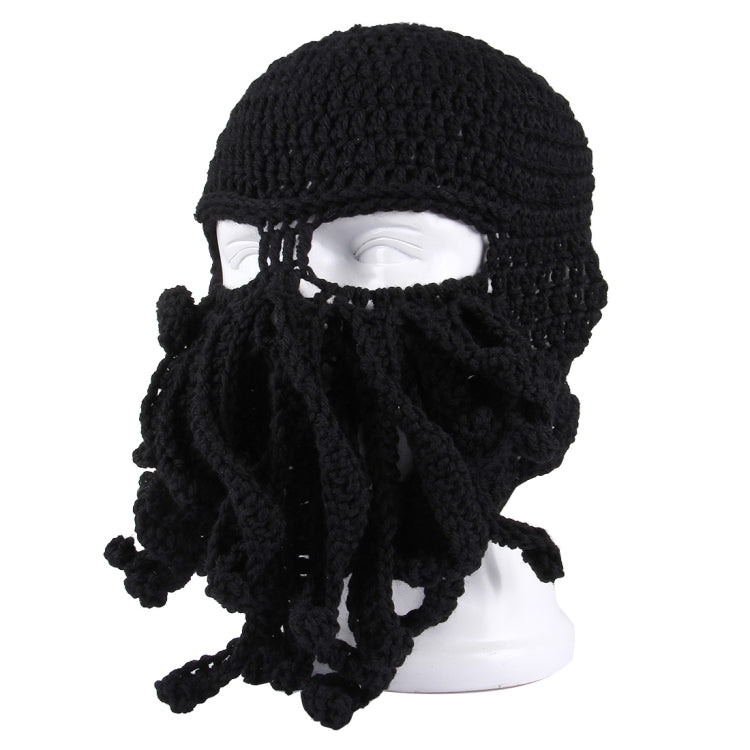 Amurleopard Unisex Barbarian Knit Beanie Octopus Tentacle Cap Winter Warm Face Mask Crochet Hat(Black) - Protective Helmet & Masks by buy2fix | Online Shopping UK | buy2fix