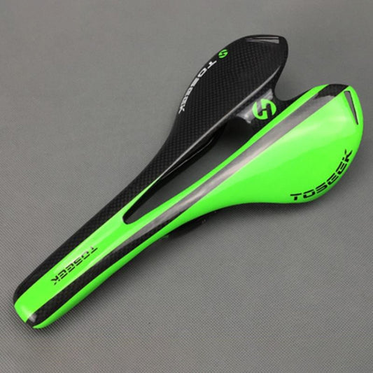 TOSEEK Road Bike Carbon Fiber Seat Bicycle Hollow Seat Saddle, 3K Texture + Light (Green) by TOSEEK