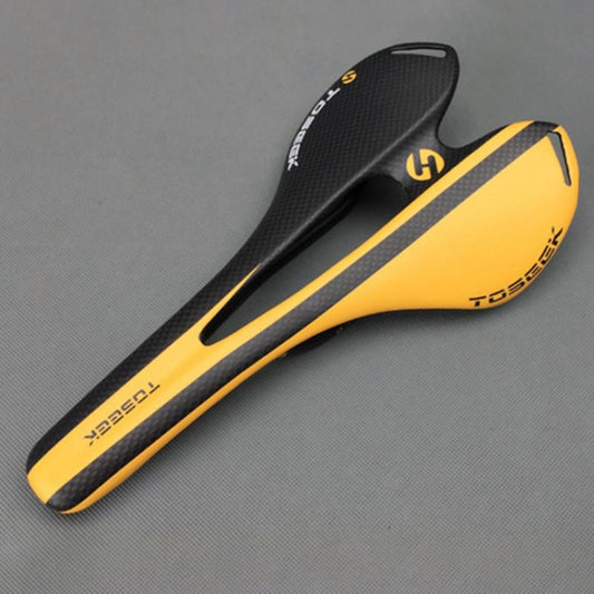 TOSEEK Road Bike Carbon Fiber Seat Bicycle Hollow Seat Saddle, 3K Texture + Extinction(Orange) by TOSEEK