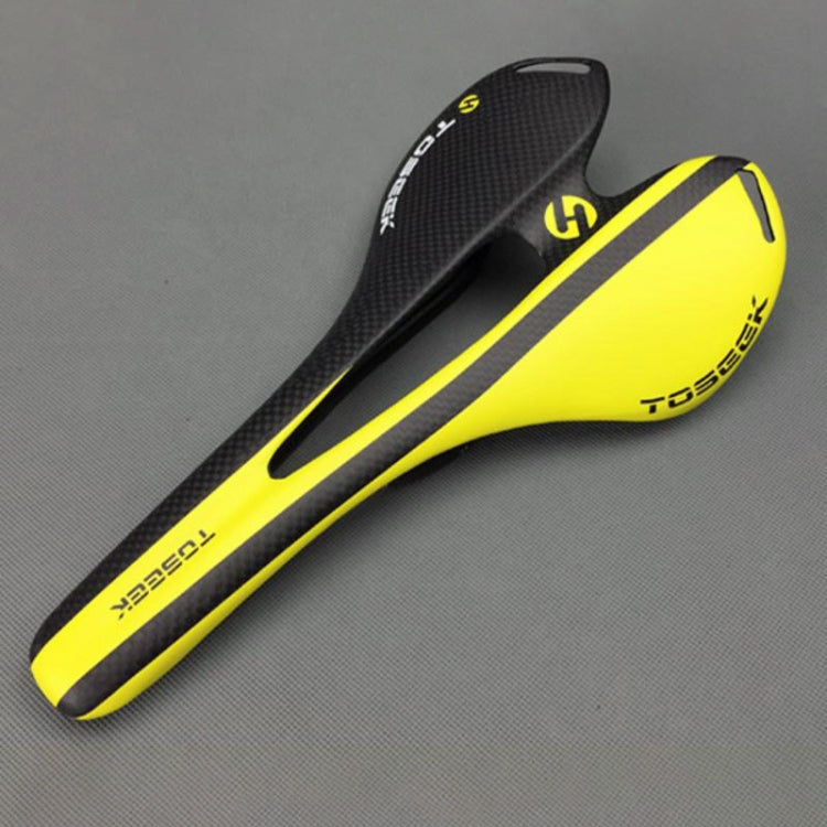 TOSEEK Road Bike Carbon Fiber Seat Bicycle Hollow Seat Saddle, 3K Texture + Extinction(Yellow) - Outdoor & Sports by TOSEEK | Online Shopping UK | buy2fix