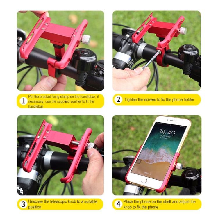 BIKERSAY MP007 Universal Aluminum Alloy Motorcycle Bicycle Phone Holder (Red) - Holders by BIKERSAY | Online Shopping UK | buy2fix