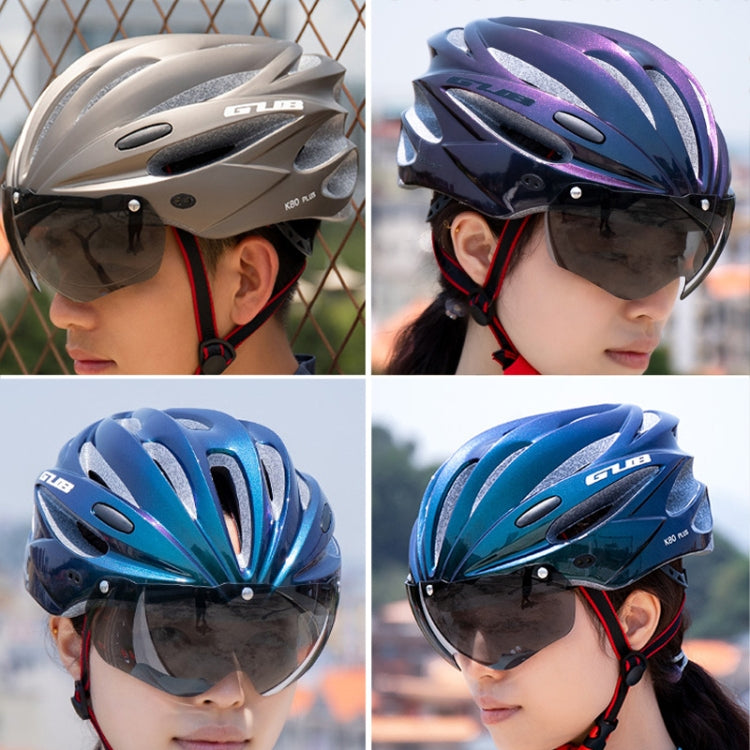 GUB K80 Plus Bike Helmet With Visor And Goggles(Titanium Color) - Protective Helmet & Masks by GUB | Online Shopping UK | buy2fix