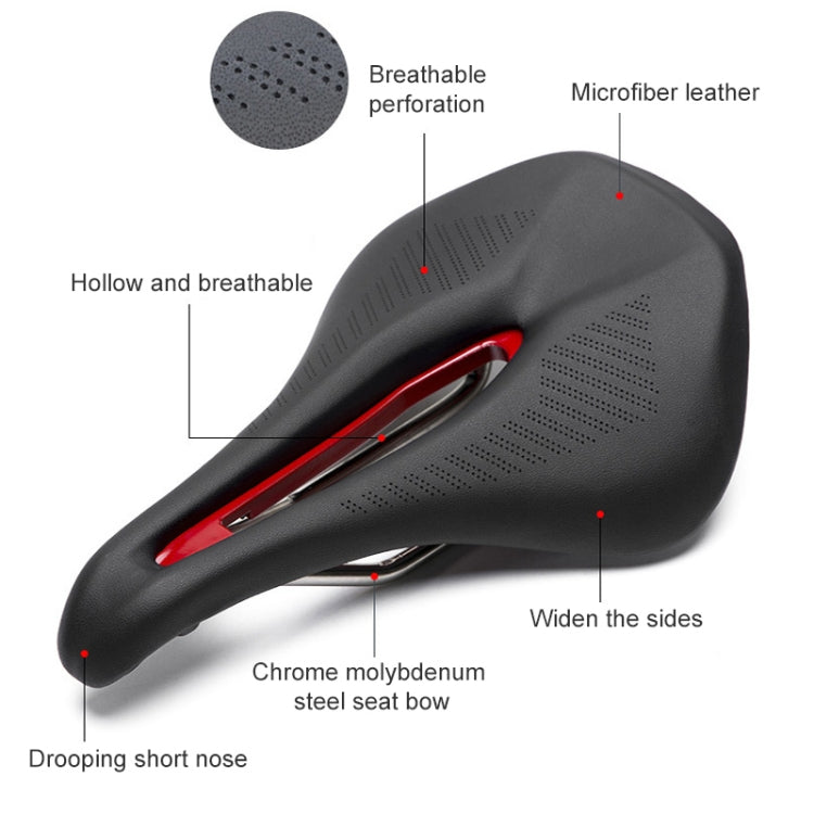 PROMEND SD-576 Nylon Fiber Triathlon Bicycle Saddle (Black Red) - Outdoor & Sports by PROMEND | Online Shopping UK | buy2fix