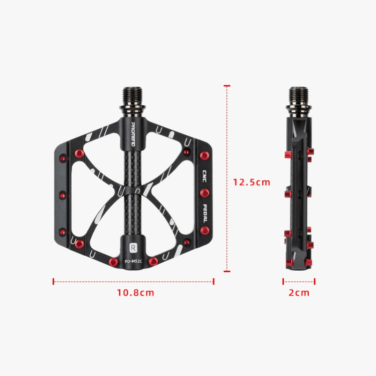 PROMEND PD-M52C 1 Pair Bicycle Aluminum Alloy + Carbon Fiber Tube Bearing Pedals (Black) - Outdoor & Sports by PROMEND | Online Shopping UK | buy2fix