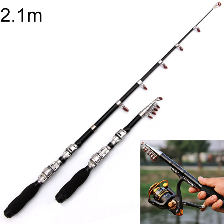 36cm Portable Telescopic Sea Fishing Rod Mini Fishing Pole, Extended Length : 2.1m, Black Clip Reel Seat - Outdoor & Sports by buy2fix | Online Shopping UK | buy2fix